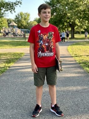 Youth Vintage Marvel Avengers Red Graphic Tee Size XL